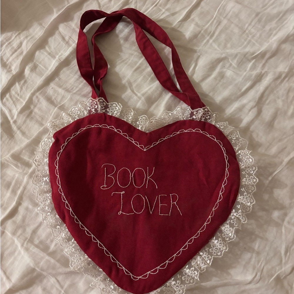 Red Heart-Shaped Book Lover Tote